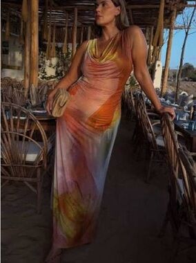 Never Fully Dressed Abstract Malika Dress - Watercolor Sunset